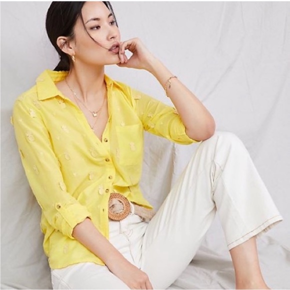 Maeve Tops - Maeve by Anthropologie | pineapple button down shirt Size 6 yellow